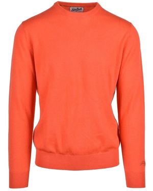 MC2 Saint Barth Truien & Vesten ,Oranje ,Wol Pullover Met Ronde Hals