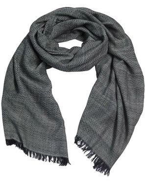 Bitte Kai Rand Herringbone Sjaal Zwart/Wit - Grijs