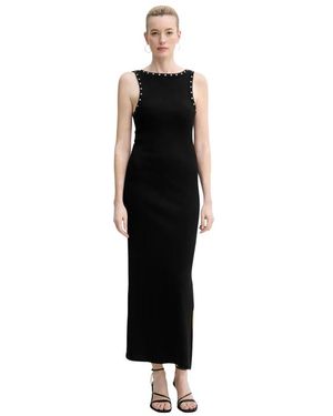Gestuz Kleedjes ,Zwart ,Katoen Ribbed Maxi Jurk