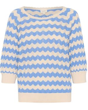 Part Two Weiße Strickpullover Pointelle Muster - Blau