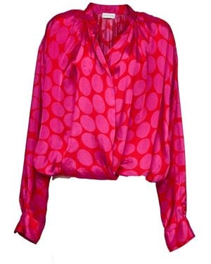 Dries Van Noten Cenver Oval Print Drawstring Hem Shirt - Pink