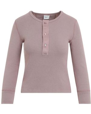 Chloé Tops ,Paars ,Button Detail Round Neck Top