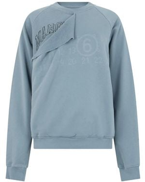MM6 by Maison Margiela Katoenen Sweatshirt Met Logo - Blauw