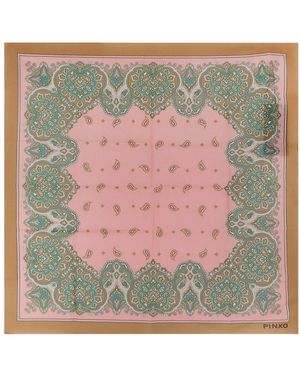 Pinko Accessoires ,Veelkleurig ,Katoen Valzer Katoenen Foulard - Roze