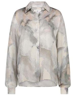 Jane Lushka Bedruckte Seiden-Viskose-Bluse - Grau