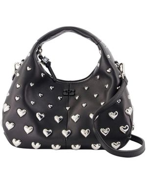 Ganni Tassen ,Zwart ,Polyester Mini Hobo Hart Tas