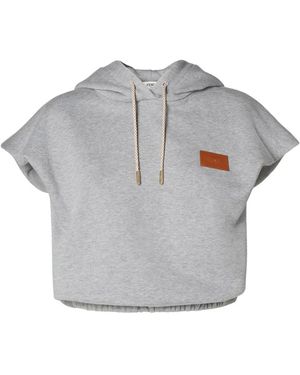 Fendi Hoodies & Sweatvesten ,Grijs ,Katoen Cropped Mouwloze Hoodie