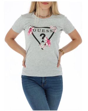 Guess Luxuriöses Blumen Logo Tee - Grau