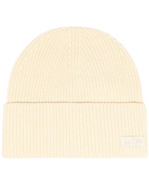 Autry Accessoires ,Wol Ribbed Wool Beanie - Naturel