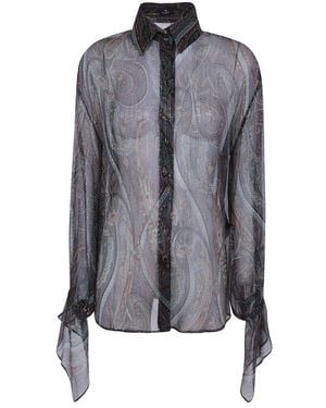 Etro Zijden Overhemd Met Paisley-Patroon - Grijs