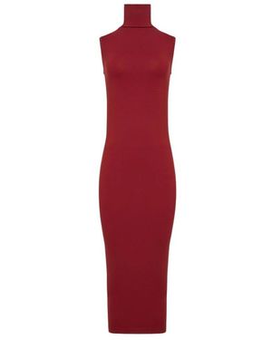 Wolford Kleedjes ,Rood ,Wol Mouwloze Merinowol Midi Jurk