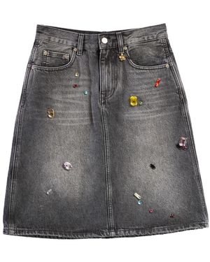 Marc Jacobs Stone Washed A-Linienrock Mit Charms - Grau