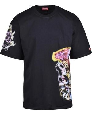 DIESEL Tops ,Zwart ,Katoen T-Shirt