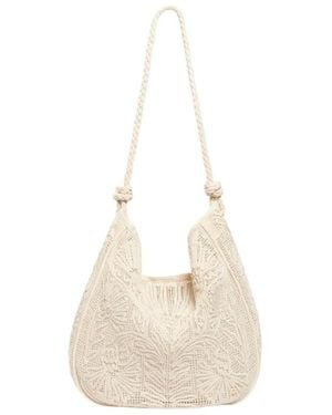 Vanessa Bruno Boho Baumwoll Hobo Tasche Mit Stickerei - Natur