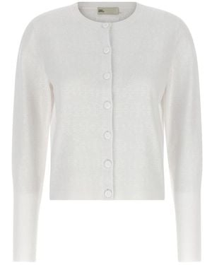 Tory Burch Viskose-Strickjacke Mit Lochmuster - Weiß