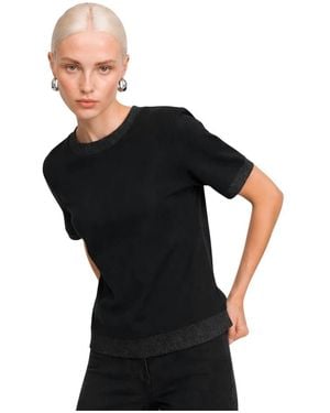 Kocca Overhemden ,Zwart ,Leer Viscose Top Met Metallic Details