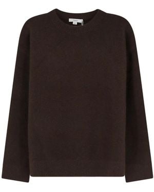 Vince Truien & Vesten ,Bruin ,Kasjmier Ribbed Crewneck Sweater - Zwart