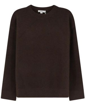 Vince Truien & Vesten ,Bruin ,Kasjmier Ribbed Crewneck Sweater - Zwart