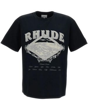 Rhude Tops ,Zwart ,Katoen T-Shirt Met Ronde Hals