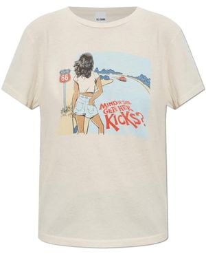 RE/DONE Cremefarbenes T-Shirt Mit Print - Weiß