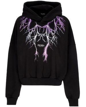 PHOBIA ARCHIVE Hoodies & Sweatvesten ,Zwart ,Katoen Lightning Crop Hoodie