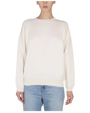 Ballantyne Geribbelde Trui Met Gekruiste Hals - Wit