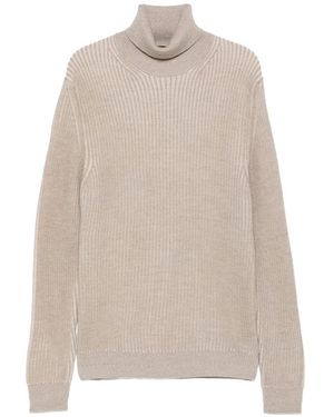 Zanone Truien & Vesten ,Wol Fishermans Rib Rollneck - Naturel