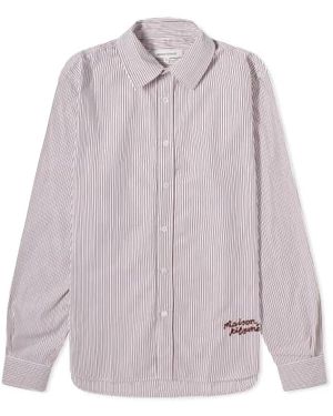 Maison Kitsuné Camicia a righe in cotone con logo - Viola