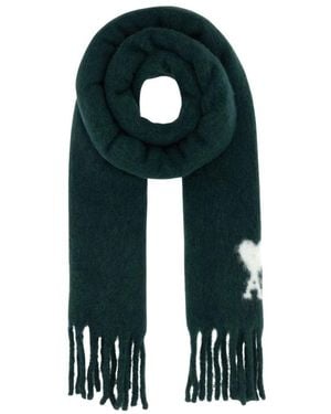 Ami Paris Alpaka-Schal Mit Ami De Coeur - Blau