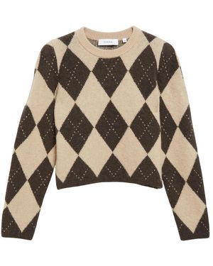 Comma, Truien & Vesten ,Veelkleurig ,Verkorte Argyle Trui Met Schouderdetail - Bruin