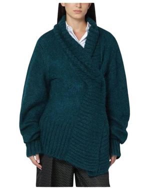 Dries Van Noten Asymmetrischer Strickwickelpullover - Grün