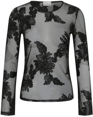 Kaffe Tops ,Zwart ,Kant Blouse
