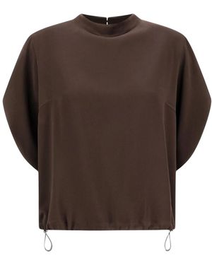 Herno Blouse Met Driekwart Mouwen En Trekkoord - Bruin