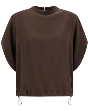 Herno Bluse Mit Dreiviertellangen Ärmeln Und Kordelzug - Braun