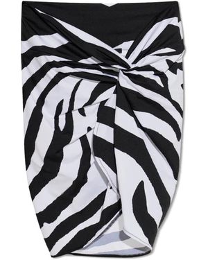 Balmain Zebra-Print Minirok Met Gedraaid Detail - Zwart