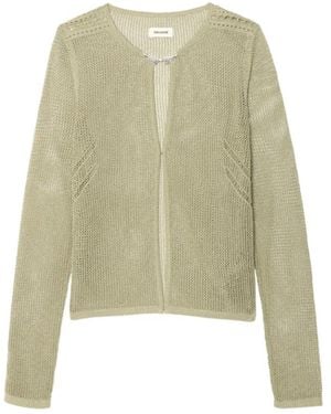 Zadig & Voltaire Truien & Vesten ,Groen ,Katoen Saya Open-Knit Cardigan