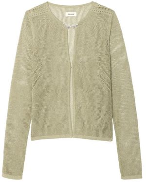 Zadig & Voltaire Truien & Vesten ,Groen ,Katoen Saya Open-Knit Cardigan