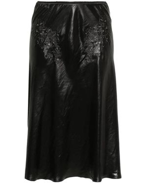 N°21 Rokken ,Zwart ,Polyester Midi Rok Met Bloemenborduursel