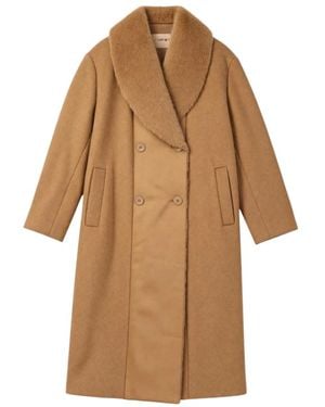 Twinset Double-Breasted Coats - Marrone
