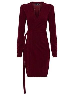 DSquared² Kleedjes ,Rood ,Wol Jurk Met Ceintuur