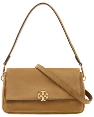 Tory Burch Tassen ,Bruin ,Suède Kira Chevron Suede Schoudertas