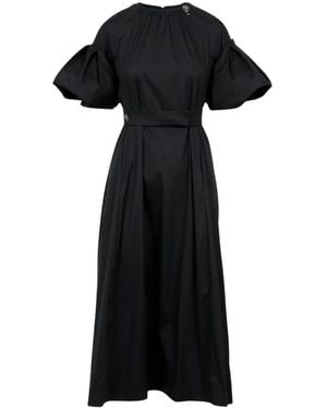 Max Mara Kleedjes ,Zwart ,Katoen Boat Neck Flared Midi Jurk