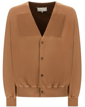 Maison Margiela Truien & Vesten ,Bruin ,Katoen Katoenen Vest Met Diepe V-Hals