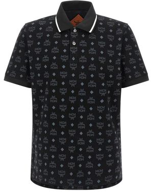MCM Tops ,Zwart ,Katoen Monogram Jacquard Polo Shirt