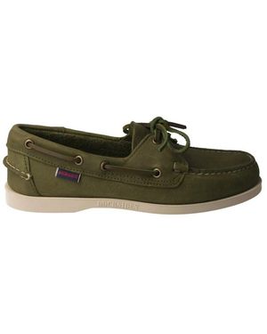 Sebago Handgefertigte Grüne Leder-Bootsschuhe