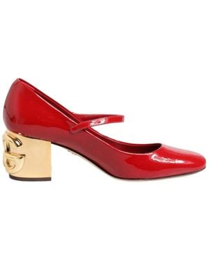 Dolce & Gabbana Red Leather Dg Logo Heels Sandals Shoes