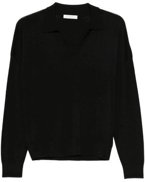 Zanone Truien & Vesten ,Zwart ,Wol Flexwool V-Hals Polotrui