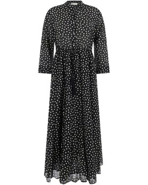 Tory Burch Kleedjes ,Zwart ,Katoen Lange Overhemdjurk Met Print