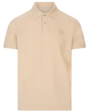 Moncler Tops ,Bruin ,Katoen Polo Met Korte Mouwen - Naturel