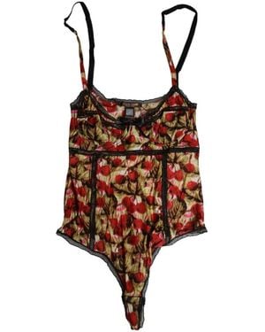 Roberto Cavalli Cherryprint Lace Bodysuit - Bruin